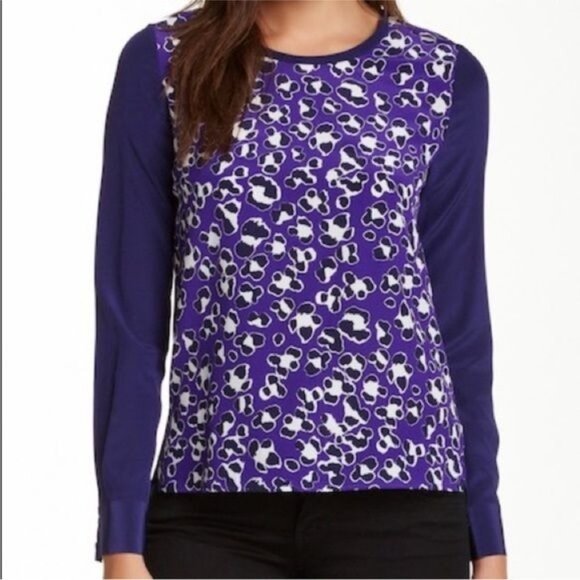 Diane Von Furstenberg Tops - Diane Von Furstenberg Louise silk purple floral long sleeve blouse 4